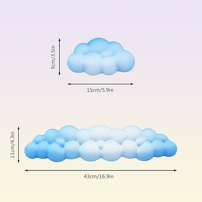 2 PCS Keyboard Cloud Wrist Rest, Memory Foam Keyboard Palm Rest with Non-Slip Base Ergonomic Keyboard Wrist for Pain Relief, Soft Wrist Rest for Office, Computer, Laptop, Gaming Office (Blue)