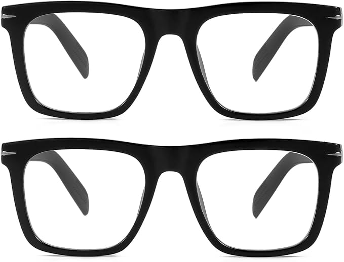NIDOVIX Trendy Square Blue Light Blocking Glasses for Men Women, Fashion Frame Non-prescription Computer Glasses (Black+Black)