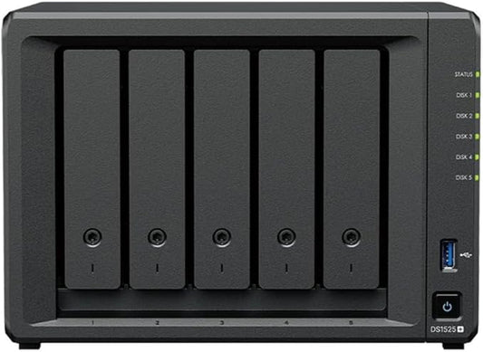 DiskStation DS1525+ 40TB Combo 5-Bay SATA NAS Server 5X 8TB Plus SATA HDDs 8GB RAM