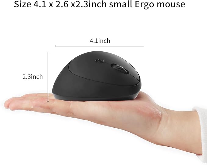 3C Light 2.4G Wireless Vertical Mouse,Ergonomic Vertical Optical Mouse Cute Mini Mice with Adjustable Sensitivity (800/1200/1600 DPI), 6 Buttons for PC, Desktop, Laptop, Notebook (Vertical Black)