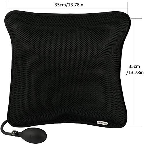 Lumbar Support Inflatable Cushion Backrest Portable Pillow with Pump for Car, Office Chair, Home, Travel, Camping (Black)