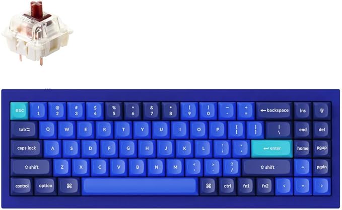 Keychron Q7 Wired Custom Mechanical Keyboard, 70% Layout QMK/VIA Programmable Macro with Hot-swappable Gateron G Pro Brown Switch Double Gasket Compatible with Mac Windows Linux - Navy Blue A