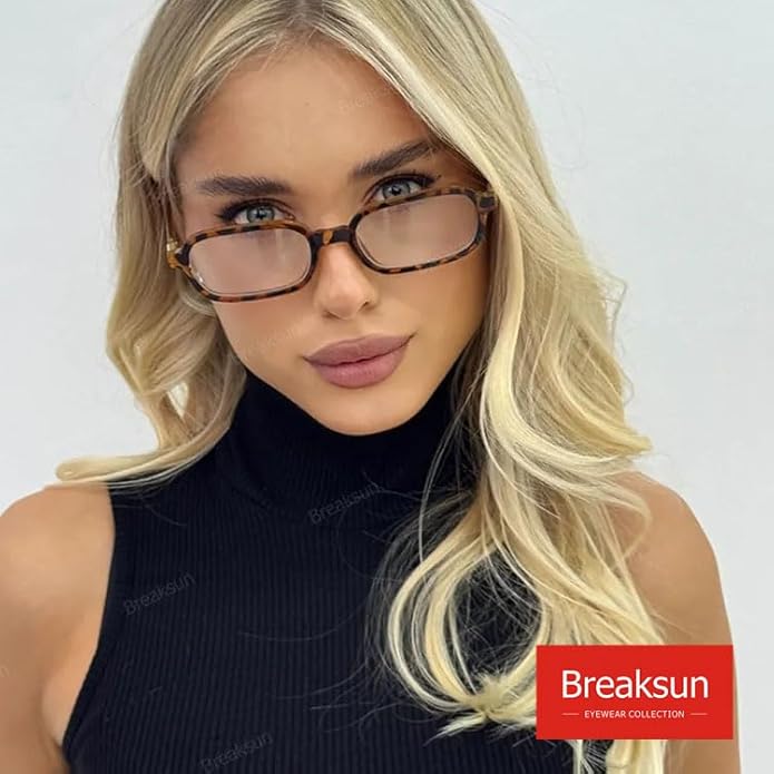 Retro Rectangle Glasses for Women Men Small Square Blue Light Blocking Glasses Vintage Eyeglasses