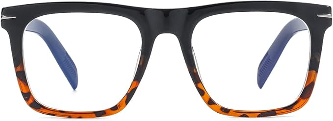NIDOVIX Trendy Square Blue Light Blocking Glasses for Men Women, Fashion Frame Non-prescription Computer Glasses (Black/Tortoise)