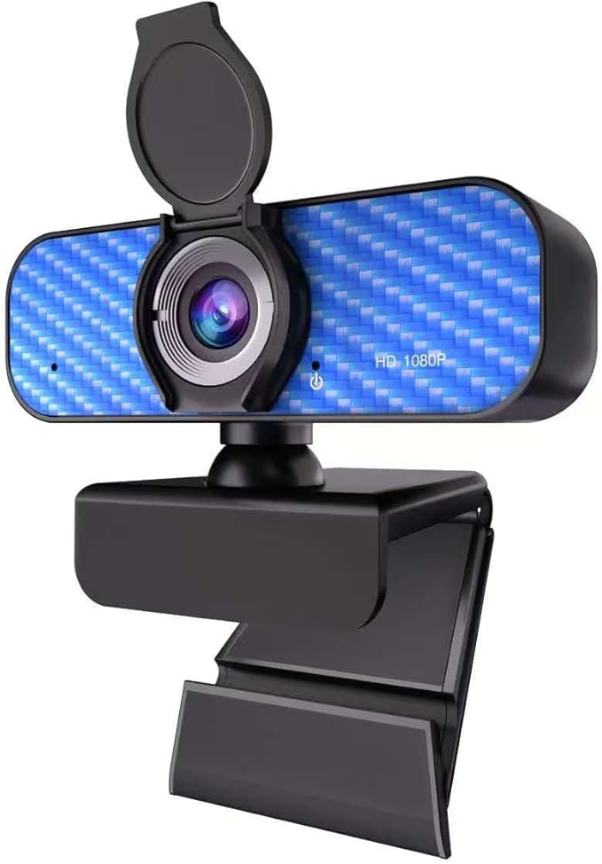 Webcam 1080p, Built-in Microphone/Privacy Cover, Plug and Play USB Computer Camera, Wide Angle, Streaming Web Camera for Desktop Computer/PC for Laptop Mac Zoom Conference(No Tripod)