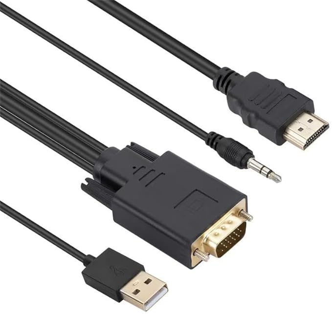 VGA to HDMI Adapter, 1080P Converter with Audio Cable from Computer/Laptop VGA Source to HDMI TV/Monitor Uni-Directional (vga to hdmi Cable)