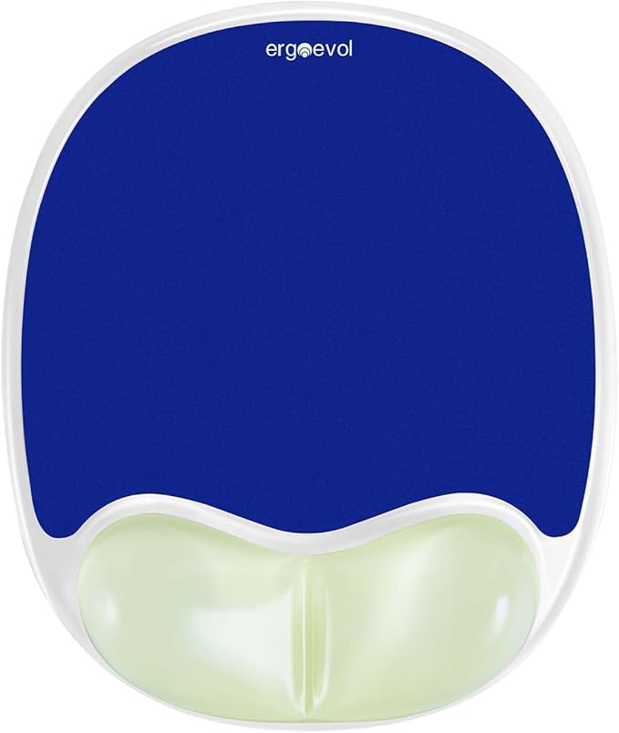 Ergonomic Mouse Pad with Wrist Rest & Elbow Support, Soft Silicone Gel Cushion, Non-Slip Base, Glow-in-The-Dark, Compatible with Vertical Ergonomic Mouse for Office & Gaming (Blue)
