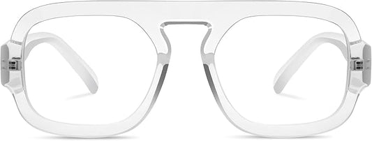 Aviator Blue Light Blocking Glasses for Women Men Square Flat Top Computer TV Eyeglasses Anti Eyestrain