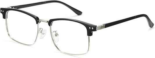 Cyxus Retro Blue Light Glasses Men - Square TR90 Metal Blowline Frame Stylish Trendy for Computer Daily Work 8252