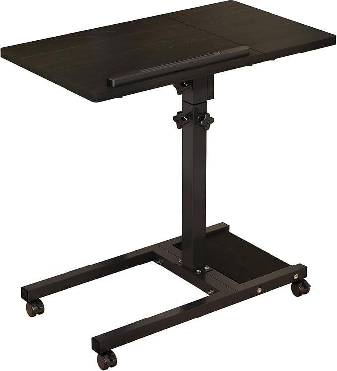 TigerDad Mobile Adjustable Height Laptop Stand PC Portable Laptop Swivel Table Rolling Table with Wheels Caster and Mouse Pad (Dekuwood)