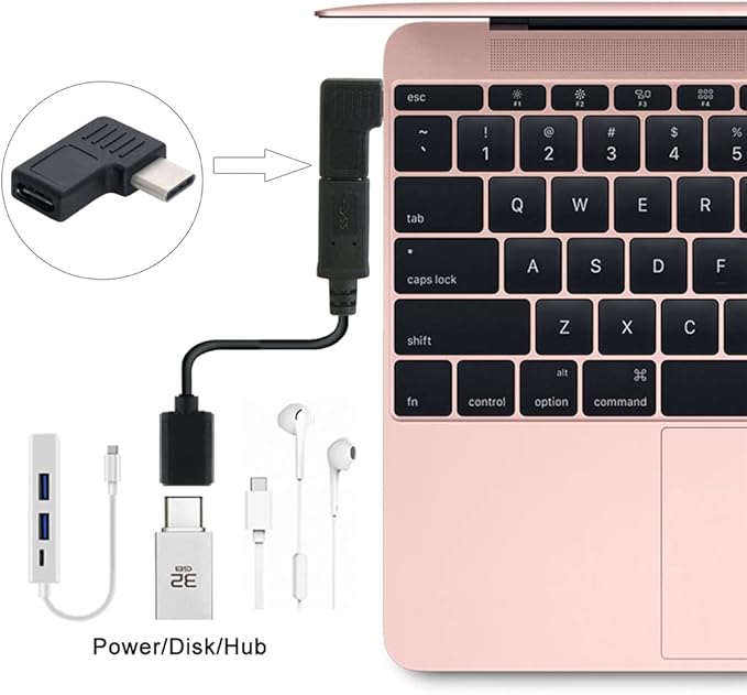 NFHK 90 Degree Right & Left Angled USB 3.1 Type-C Male to Female Extension Adapter for Laptop & Tablet & Mobile Phone