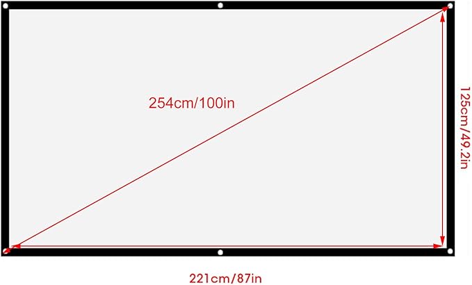 100 inch 16:9 Thicken Portable Non Crease Foldable Projection Screen,Soft White Polyester Projector Curtain Projection Screen,Suitable for Home Theater, Conference, Outdoor Camping Movie