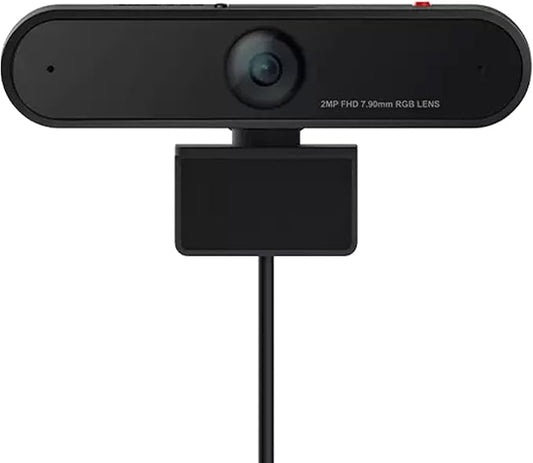 Lenovo HD 1080p Webcam (LC50) - Monitor Camera with 90° Wide Angle, Dual Microphones & Smart Video Capture – Magnetic Desktop Cam w/ Privacy Shutter & Light for Virtual Class, Meetings & Conferences
