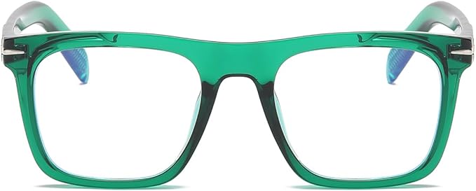 NIDOVIX Trendy Square Blue Light Blocking Glasses for Men Women, Fashion Frame Non-prescription Computer Glasses (Green)