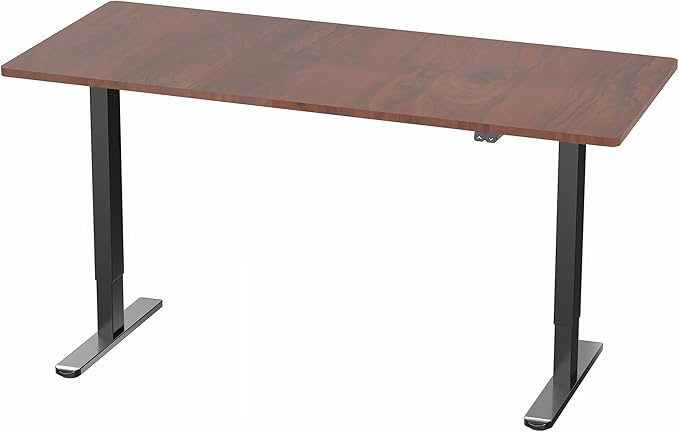 VIVO Electric 60 x 30 inch Stand Up Desk, Height Adjustable, Dark Walnut Top Black Frame, Home and Office Furniture Sets, DESK-KIT-0B6D