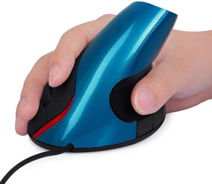 Wired Vertical Mouse, Ergonomic Design Laptop PC Computer Mouse, USB Corded Optical Mouse (Blue)