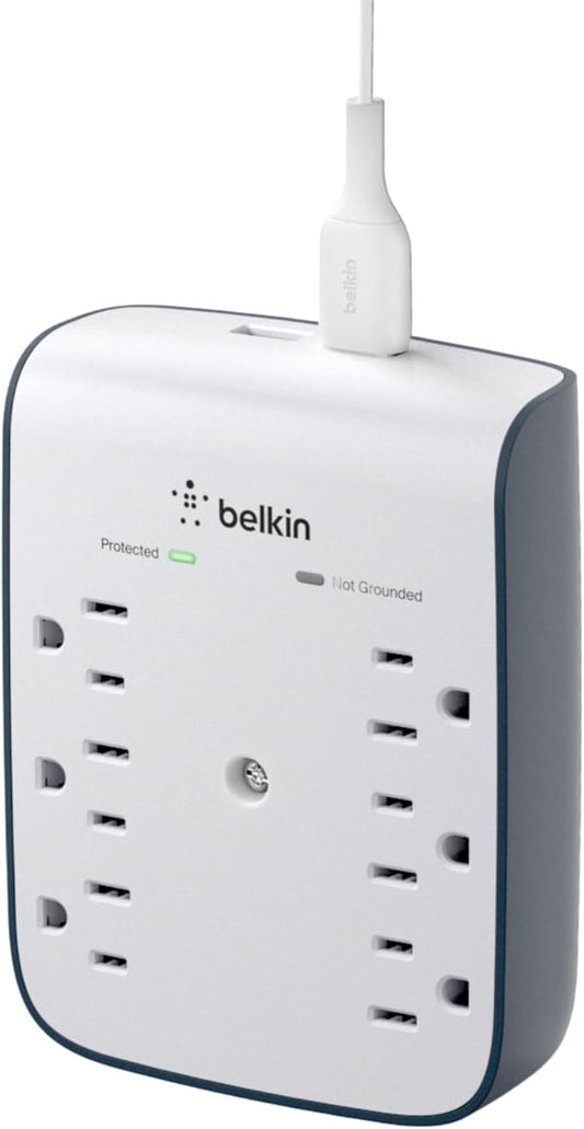Belkin 6-Outlet Wall Surge Protector w/ 2 USB-A Ports,Wall-Mountable Surge Protector for Home,Office,Travel,Computer Desktop,Laptop,Phone Charger,& More - 900 Joules of Protection,(Pack of 10)