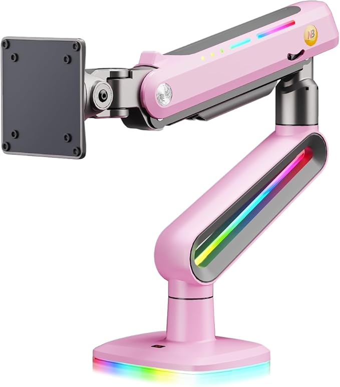 Gaming Monitor Arm for Flat/Ultrawide/Curved Monitors 32 to 60 inch, Heavy Duty Monitor Stand Load up to 20 kg, VESA 75/100 mm Mount G70-New (Fantasy Pink)