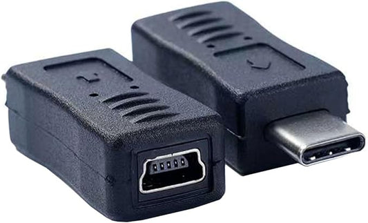 USB C to Mini USB Adapter, 2 Pack USB Type C Male to Mini USB Famale Converter Adapter Suitable for Phone and Tablet(TypeC Male/Mini Female)