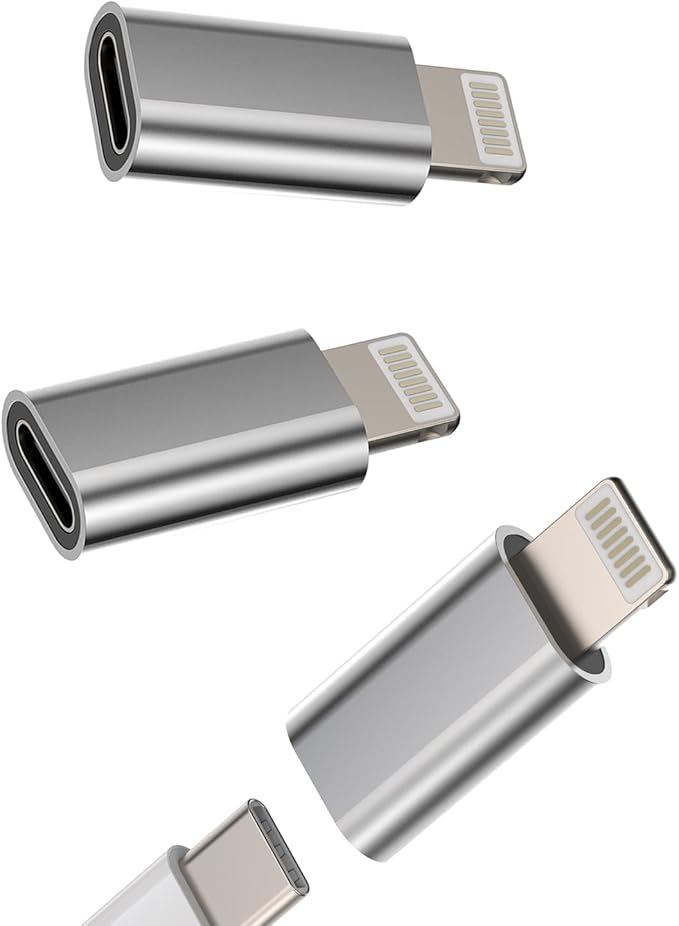 Lightning Male to USB C Female Charging Adapter (3 Pack) for iPhone 14 13 12 11 Pro Max Mini 7 8 Plus X Xs Xr Se Ipad Air 2019 Apple Dongle Type C Charger Cable Port Converter Cord Data Sync Connector