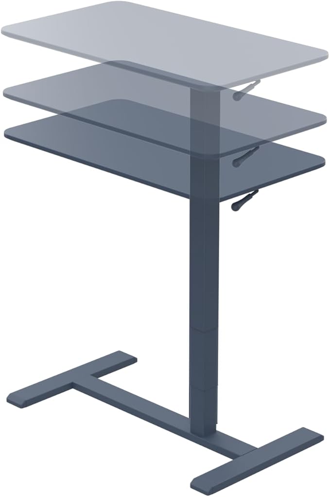 TopJob ANYDESK NEST Mobile Standing Desk, Portable with Hidden Wheels Non Folding, Sit Stand Desk, Computer Workstations, Home Use, Couch Side Table, Bedside Table, Kitchen Prep Table (Indigo)