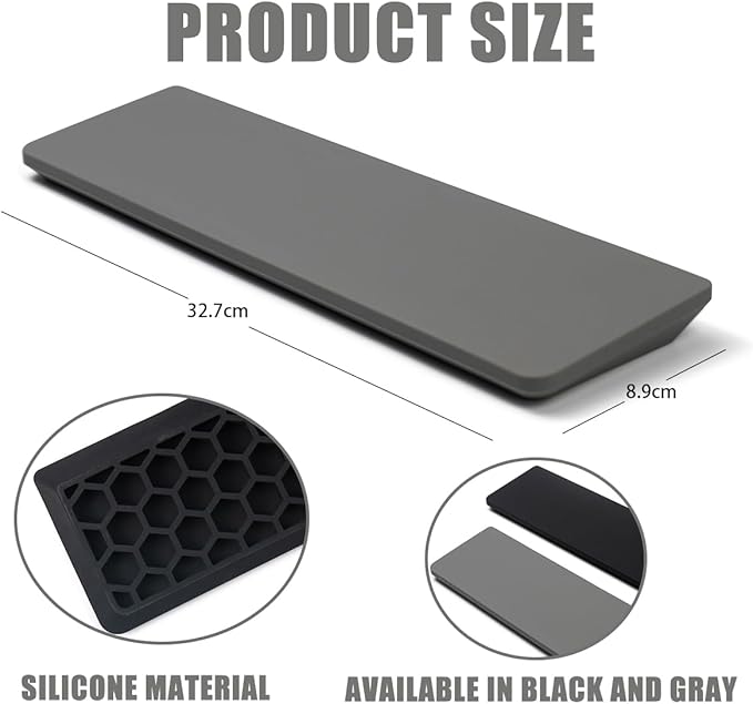 Ergonomic 75% Keyboard Wrist Rest-12.8" Silicone Non-Slip Keyboard Cushion, Computer Wrist Rest, Relief of Hand Pain(Grey)