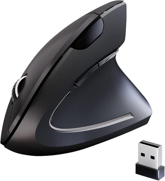 Wireless Ergonomic Mouse,2.4G USB Wireless Vertical Mouse,Adjustable DPI(800/1200/1600),Quiet Clicks,6 Buttons for Laptop,PC,Mac,Desktop – Black