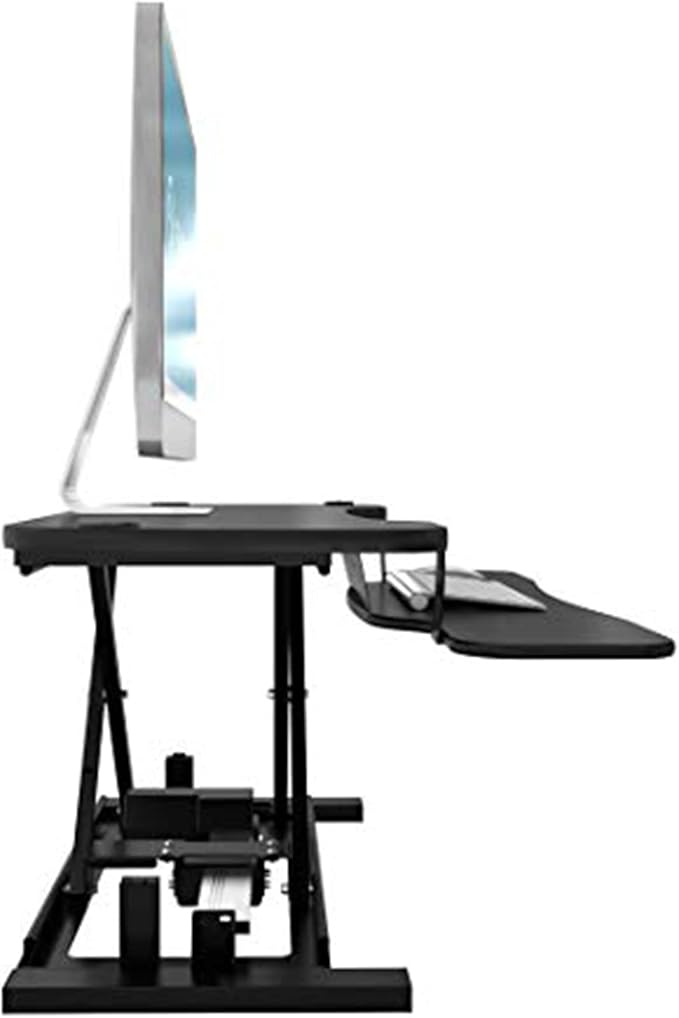 VERSADESK Electric Standing Desk Converter, 48 Inch PowerPro Height-Adjustable Sit Stand Desktop Riser, Keyboard Tray, USB Charging Port, 48" W X 24" D, Black