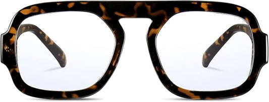 Aviator Blue Light Blocking Glasses for Women Men Square Flat Top Computer TV Eyeglasses Anti Eyestrain