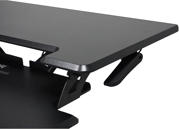 Victor DCX610 Height Adjustable Compact Standing Desk| Black| 33” Wide Sit-Stand Dual Monitor Desk and Laptop Riser Workstation| Compatible with Most Monitor Arms