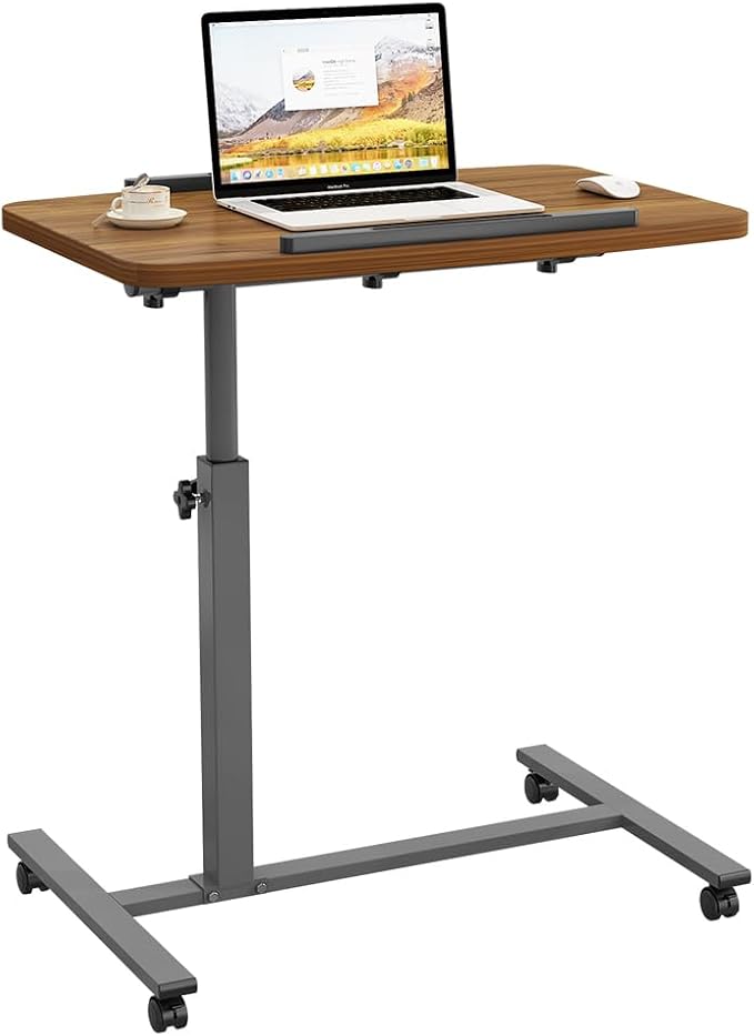 Laptop Table Mobile Adjustable Height Portable Desk Notebook Swivel PC Computer Rolling Desk with Wheels, Laptop Stand for Couch Bedside Hospital Bed Table