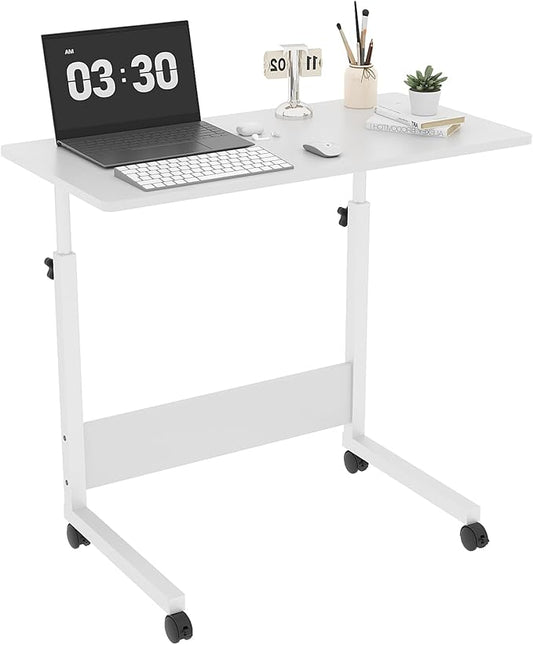 FCH Portable Computer Workstation, Standing Desk Adjustable Height, Small Computer Desk w/Rolling, Sit Stand Laptop Desk TV Tray for Bed Sofa Hospital Reading Eating, Rustic Brown, 23.6"