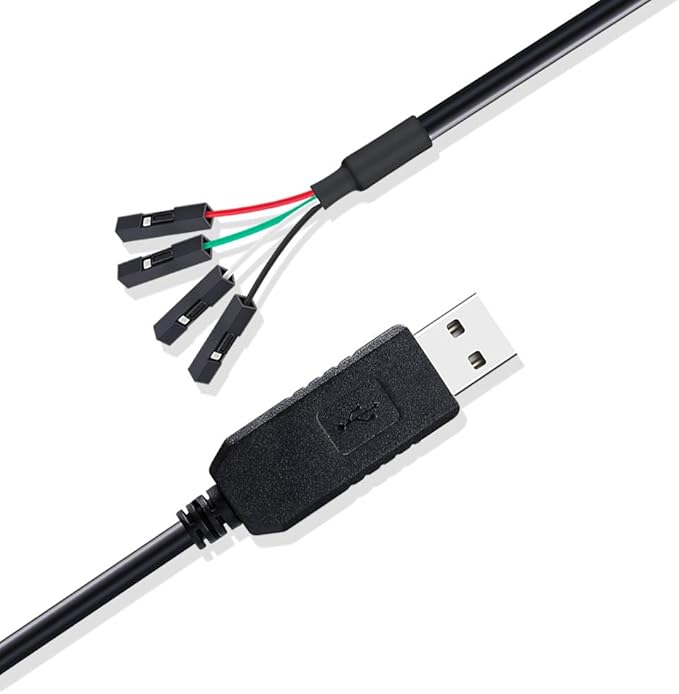 DTECH USB to TTL Serial 3.3V Adapter Cable TX RX Signal 4 Pin 0.1 inch Pitch Female Socket PL2303 Prolific Chip Windows 10 8 7 XP Vista (6ft, Black)