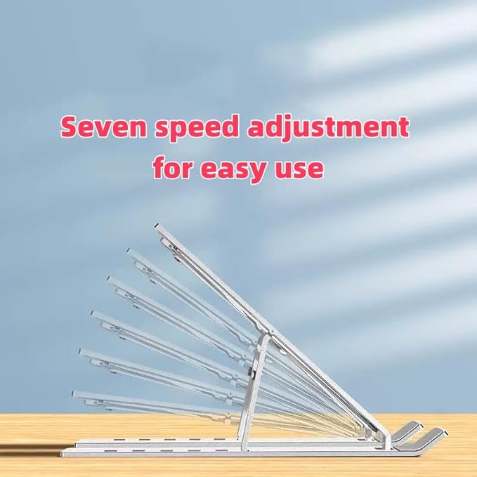 Adjustable Laptop Stand - Aluminum Foldable Portable Computer Riser for 10-15.6 Inch Laptops, Ergonomic Design with Storage Bag, Compatible with MacBook Air/Pro, HP, Dell, Lenovo (Silver)