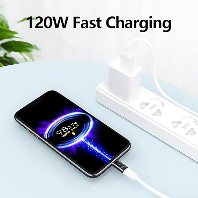 USB C Adapter Straight 2 Pack, Magnetic USB C Adapter -3 Tips 120w Fast Charging 5Pin 480Mbps Data Transmission