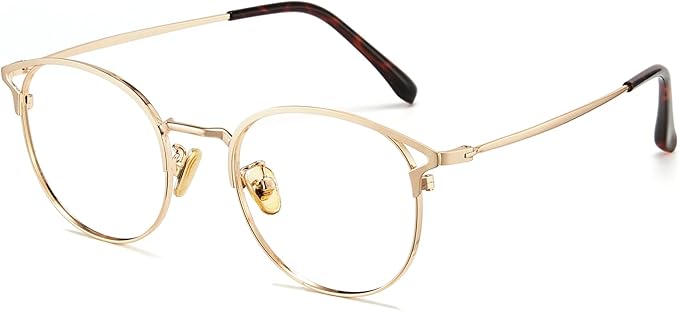 Cyxus Blue Light Glasses for Men and Women, Round Metal Frame Computer Eyeglasses for Office, Gaming, Reading 8090