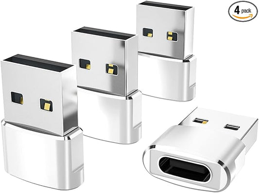 Elebase for iPhone 17 Air Pro Max Adapter,USB to USB C Adaptor 4 Pack,Type C Female to USB A Male Charger Connector for Apple 16 15 14 13,iWatch 11 10,iPad 8 8th 9 9th 10th Air 4th 5 Mini 6 Generation