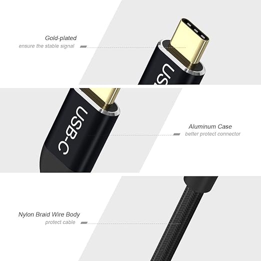 QGeeM USB C to HDMI Adapter 4K Cable, USB Type-C to HDMI Adapter [Thunderbolt 3/4] HDMI for Laptop MacBook Pro/Air, iPhone 15 16 17 Pro max, Dell XPS, Pixelbook, iMac,Thinkpad,Surface,IPad Pro. -Black