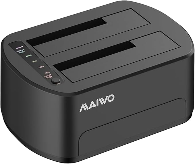 MAIWO External Hard Drive Docking Station with Offline Clone for 2.5/3.5" SATA HDD/SSD, 5Gbps with UASP, 48TB Capacity, Dual Bay USB 3.0 to SATA Adapter Duplicator