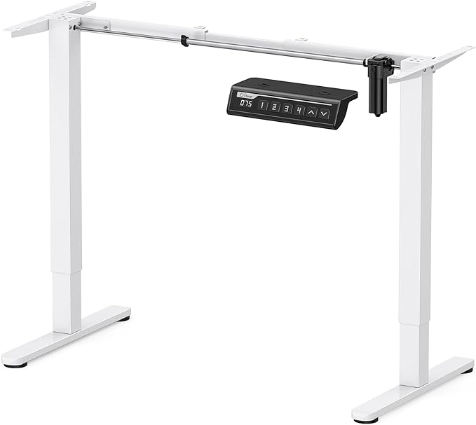 ErGear Electric Standing Desk Legs, 4 Memory Height Settings Height Adjustable Desk Frame, Sit Stand Table Legs Up to 47.2", Ergonomic Stand up Converter Base Workstation, White Frame Only