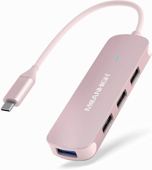 USB C Hub MEANHIGH 4 Port USB 3.0 Hub for Laptop USB 2.0 Port Expander Multi Splitter for Computer Type C Dongle for MacBook Mac Air iPad PC Flash Drive Mobile HDD