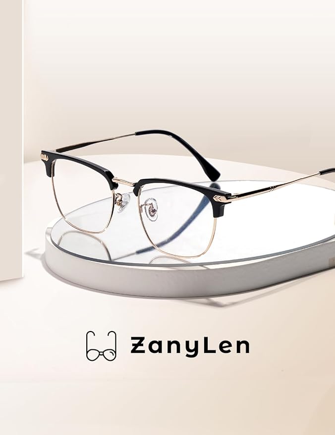 Blue Blocker Glasses for Men Metal Browline Computer Gaming Glasses Filter Blue Ray