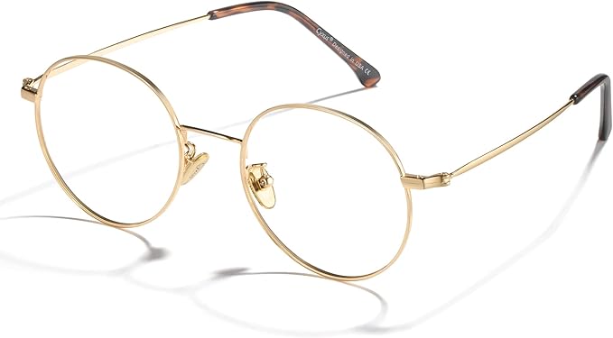 Cyxus Blue Light Glasses for Men and Women, Round Metal Frame Computer Eyeglasses for Office, Gaming, Reading 8090