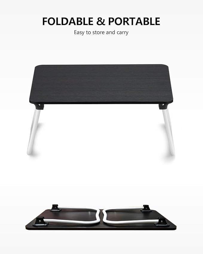Laptop Bed Desk, Foldable Lap Desk, Portable Laptop Stand, Lightweight & Mini Table for Breakfast/Picnic/Drawing/Couch/Floor - Black