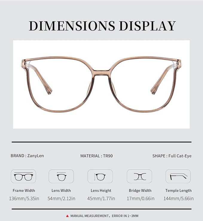 Vintage Cat-eye Blue Light Blocking Glasses for Women, Lightweight TR90 Fashion Eyeglasses