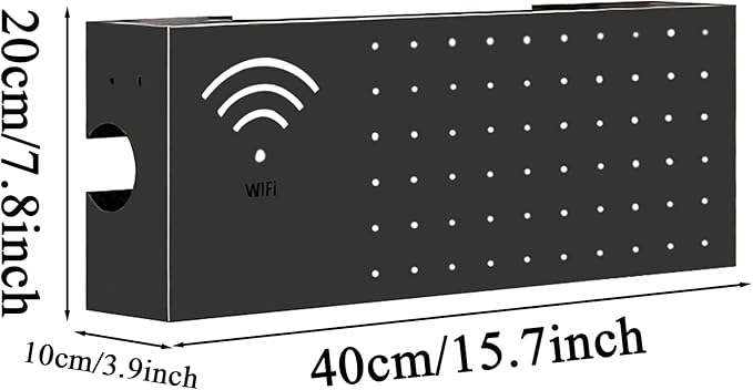Wifi Box Hider - 1570gMount Organizer, Sleek Home Organization Solution, Carbon Steel Modem | Router Storage Box For Electronics, Network Outlet, Cable Management, TV, Desktop, Living Room, Book Baske