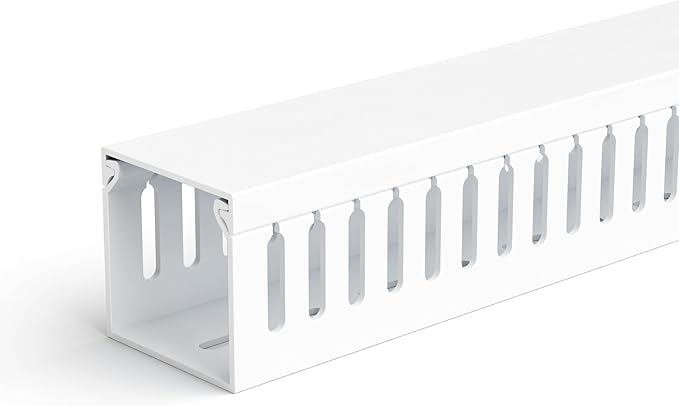 ZhiYo 2 x 2in Professional Server Rack Cable Management Raceway, 99in (6X L16.5in) Cable Raceway Kit, Electrically Safe PVC Open Slot Wire Raceway for Under Desk/Computer/Network Cords, White