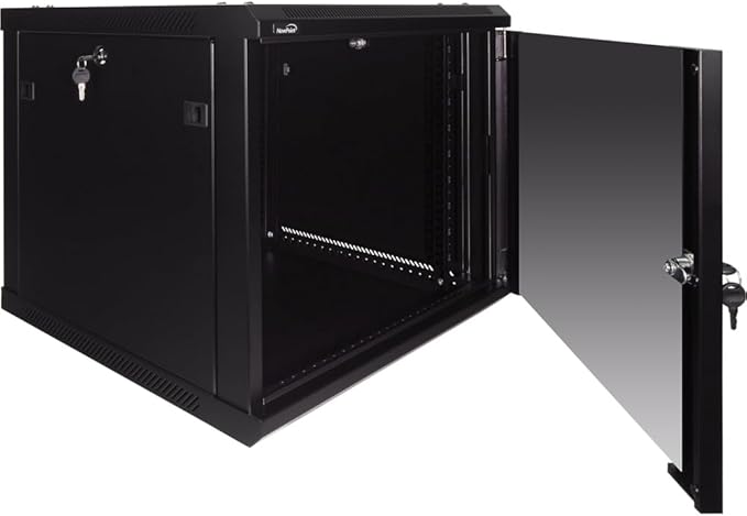 Navepoint 9U Deluxe IT Wallmount Cabinet Enclosure 19-Inch Server Network Rack with Locking Glass Door 24-Inches Deep Black