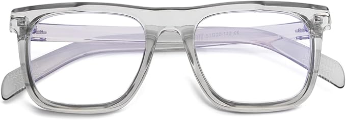 NIDOVIX Trendy Square Blue Light Blocking Glasses for Men Women, Fashion Frame Non-prescription Computer Glasses (Transparent Grey)