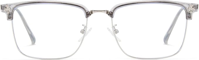 Cyxus Retro Blue Light Glasses Men - Square TR90 Metal Blowline Frame Stylish Trendy for Computer Daily Work 8252
